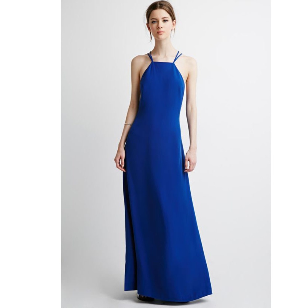 Forever 21 blue strappy back dress sz L